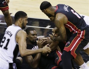 Tim Duncan, Chris Bosh, Kawhi Leonard, LeBron James