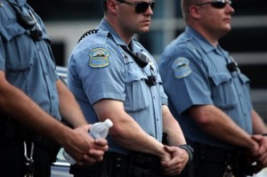 Body cameras on police at Ferguson protest