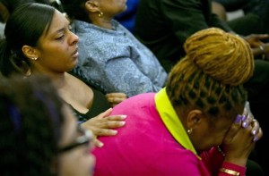Shaneah Jenkins, girlfriend of the victim, reacts as former NFL player Aaron Hernandez is found guilty during his murder trial at the Bristol County Superior Court in Fall River