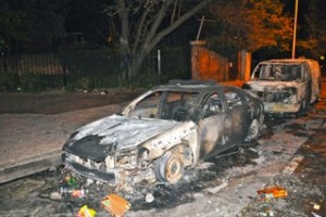 Article-J-West Baltimore Violence-Monday--MTA Police vehicles left unattended were burned--Photo2