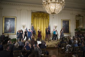 ATE II of New York, perform during the 2015 National Arts and Humanities Youth Program Awards, Tuesday, Nov. 17, 2015, in the East Room of the White House in Washington. The award goes to students representing 12 after-school programs from across the country and 1 international program. (AP Photo/Evan Vucci)