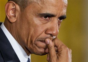 A tear wells up in President Barack Obama's eye as he speaks about the youngest victims of the Sandy Hook shootings, Tuesday, Jan. 5, 2016, in the East Room of the White House in Washington. while speaking about steps his administration is taking to reduce gun violence. (AP Photo/Jacquelyn Martin)