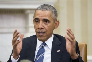 President Barack Obama gestures as he answers questions from members of the media during his meeting with Jordan's King Abdullah II in the Oval Office of the White House in Washington,Wednesday, Feb. 24, 2016. Obama urged the Republican-run Senate to fulfill its "constitutional responsibility" and consider his Supreme Court nominee, pushing back on GOP leaders who insist there will be no hearing or vote when he names a successor to the late Justice Antonin Scalia. (AP Photo/Pablo Martinez Monsivais)