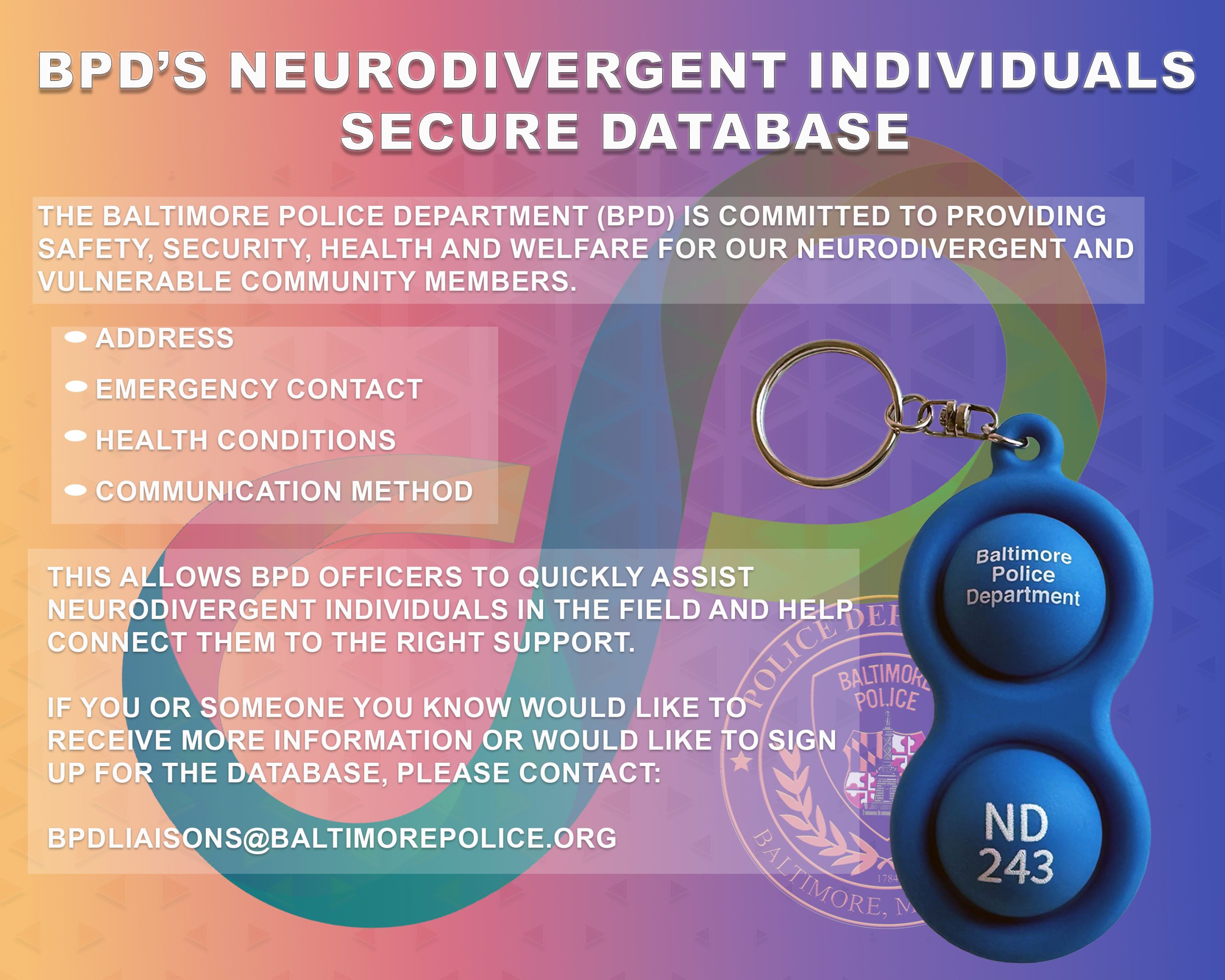 Baltimore Police Department launches neurodivergent individuals database, expands tools to support safer interactions