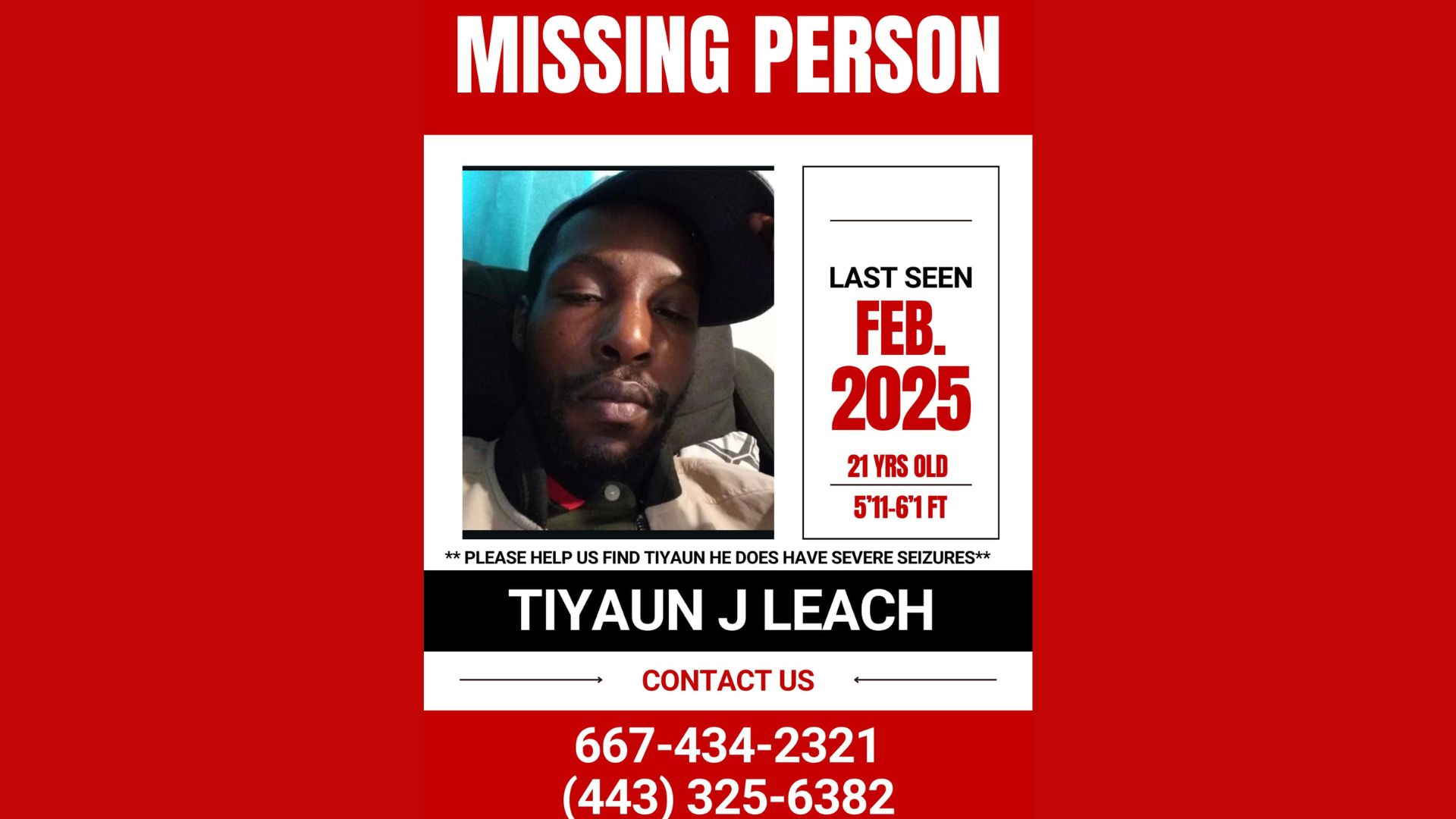 Baltimore mother desperate for information on missing son with schizophrenia and epilepsy 